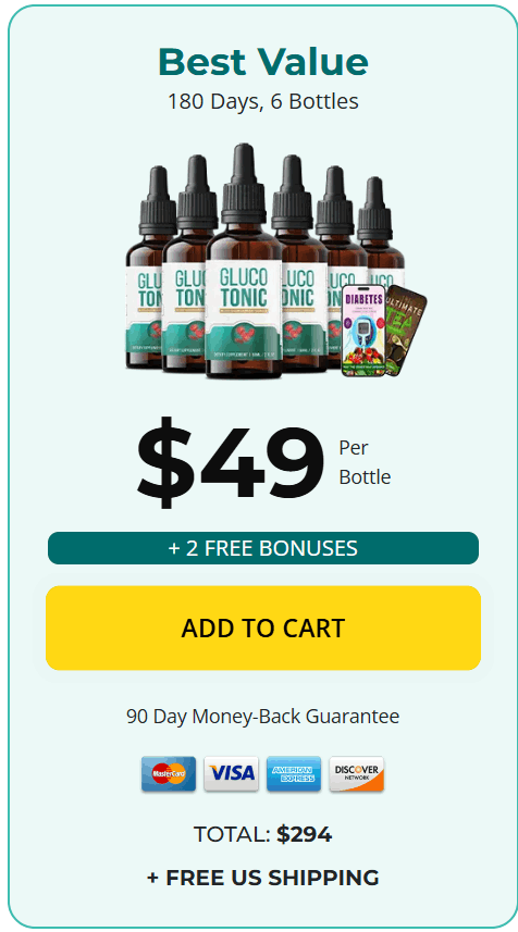 GlucoTonic 6 $49/bottle